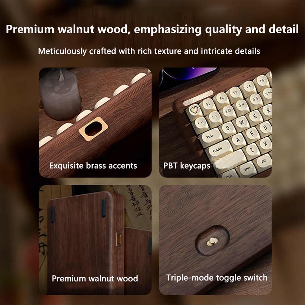 Amazon.com: XEANIXIE Walnut Wood Mechanical Keyboard - Tri-Mode